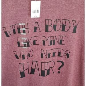 Denim Civilization Graphic Tee shirt Maroon Red with black lettering XL NWT